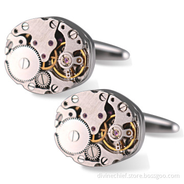 316L Stainless Steel Movement Cufflinks , Wholesale Custom Men Watch Movement Cufflinks
